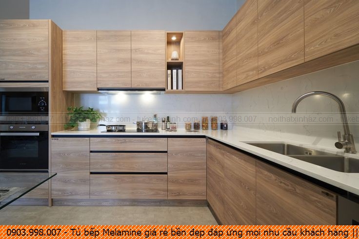 Tủ bếp Melamine giá rẻ bền đẹp đáp ứng mọi nhu cầu khách hàng