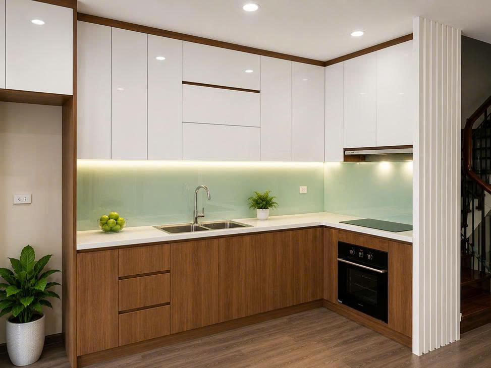 thi công tủ bếp cánh kính chuyên nghiệp