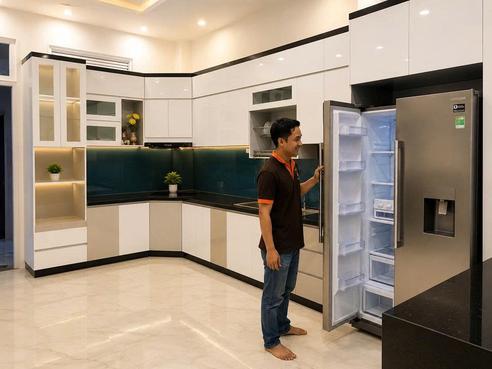 thiết kế tủ bếp hiện đại sang trọng tiện nghi