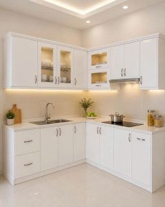 tủ bếp gỗ mdf đẹp hiện đại cho gia đình