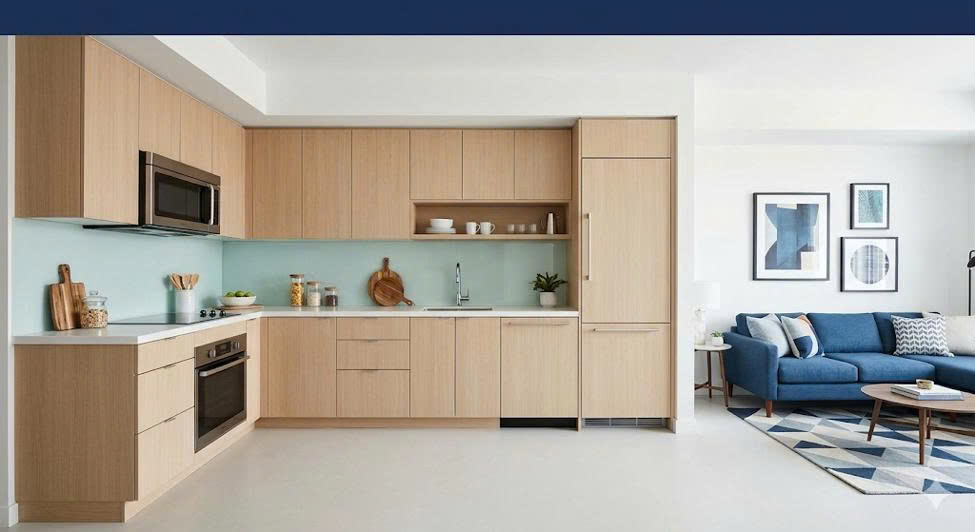 tủ bếp melamine chữ i tại Cầu Giấy Hà Nội
