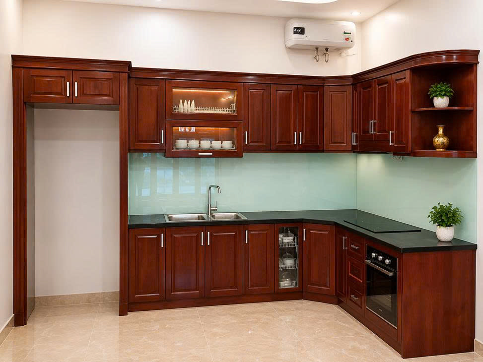 Thi Công Tủ Bếp Gỗ Gõ Tại Ninh Bình Mang Đến Không Gian Bếp Sang Trọng